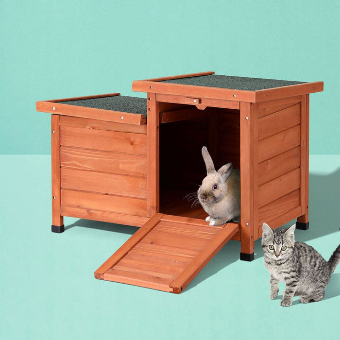 Rabbit Hutch Outdoor Cat House Wooden Shelter Condo Small