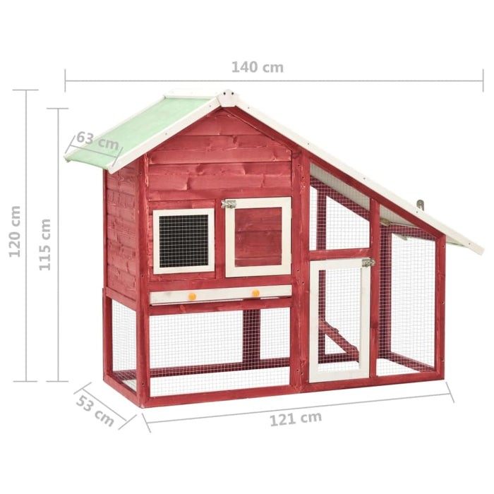 Rabbit Hutch Red and White Solid Firwood Oibnio