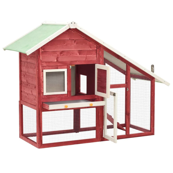 Rabbit Hutch Red and White Solid Firwood Oibnio