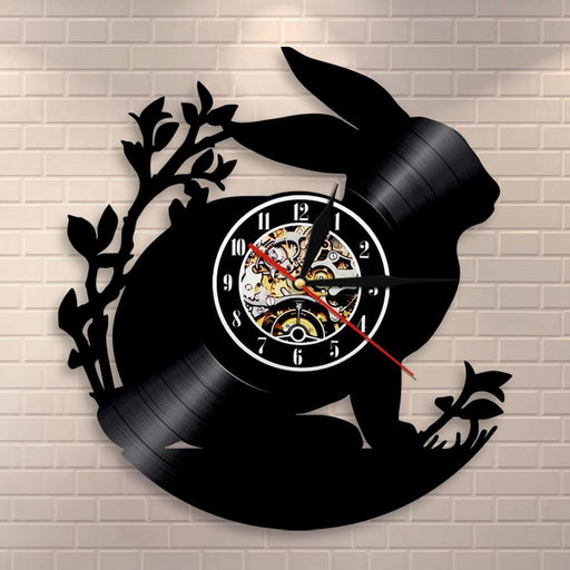 Rabbit Silhouette Led Vinyl Record Wall Clock Woodland