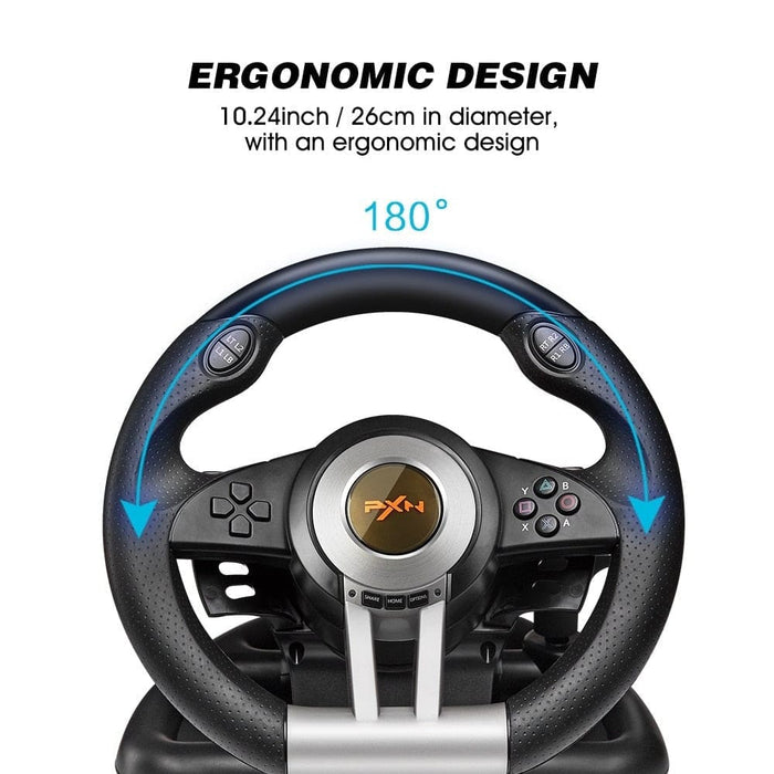 V3 Racing Steering Wheel With Pedals Vibration Volante