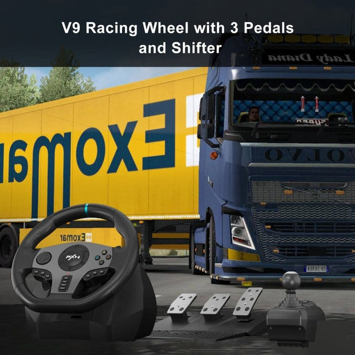 V9 Racing Wheel With Pedals And Shifter 6 In 1 Gaming