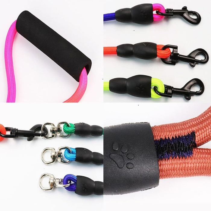 Rainbow Design 3 in 1 Nylon Leash with Durable Black Hook