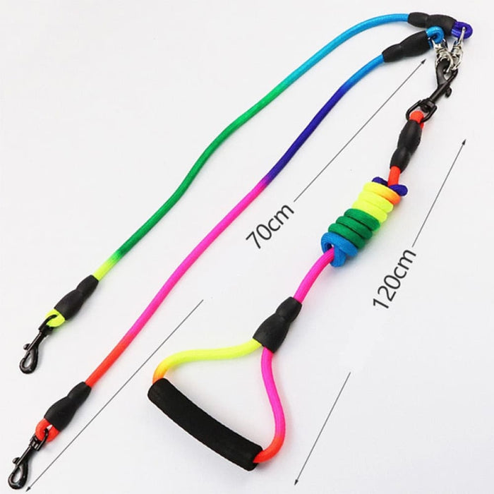 Rainbow Design 3 in 1 Nylon Leash with Durable Black Hook