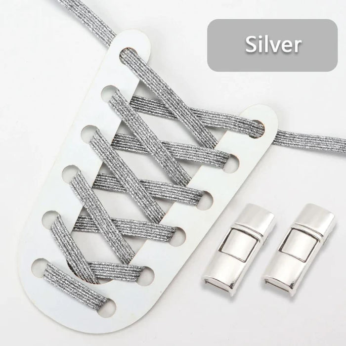 Rainbow Elastic Sneakers Press Lock Without Ties Shoe Laces