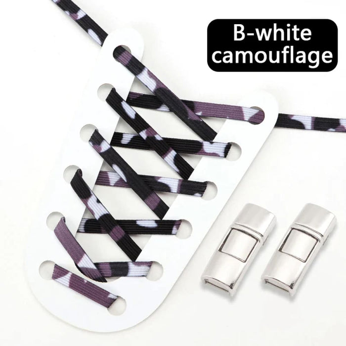 Rainbow Elastic Sneakers Press Lock Without Ties Shoe Laces