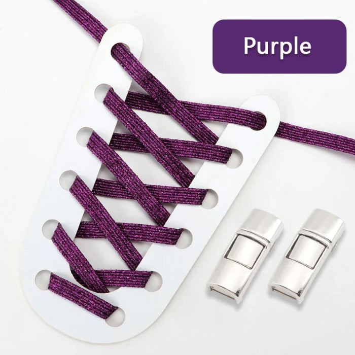 Rainbow Elastic Sneakers Press Lock Without Ties Shoe Laces