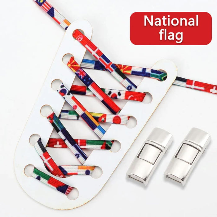 Rainbow Elastic Sneakers Press Lock Without Ties Shoe Laces