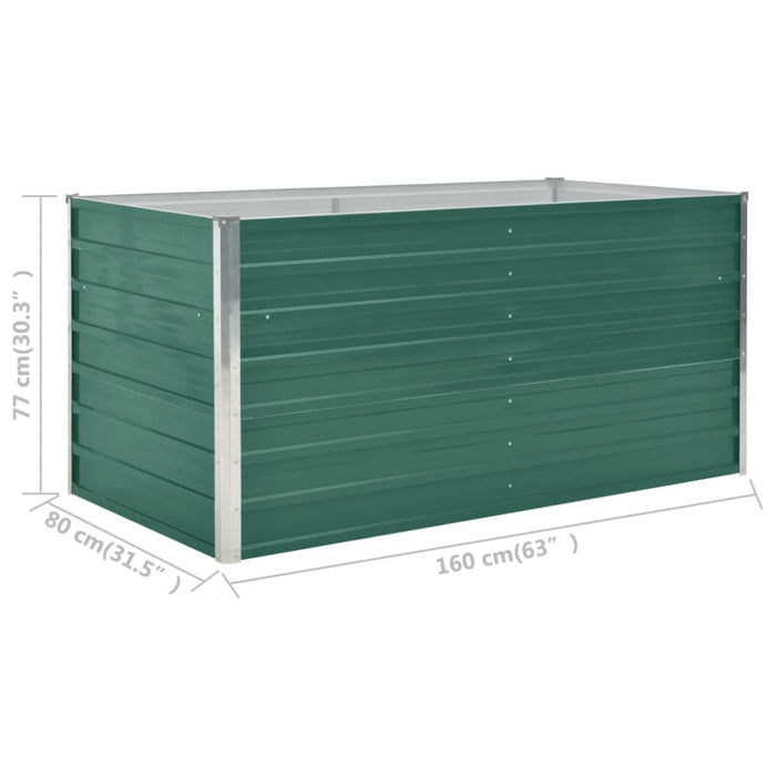 Raised Garden Bed 160x80x77 Cm Galvanised Steel Green Aibob