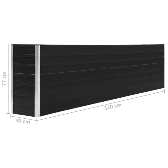 Raised Garden Bed 320x40x77 Cm Galvanised Steel Anthracite