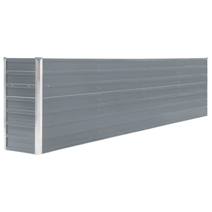 Raised Garden Bed 320x40x77 Cm Galvanised Steel Grey Aiban