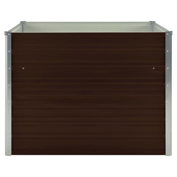 Raised Garden Bed Brown 100x100x77 Cm Galvanised Steel Apiox