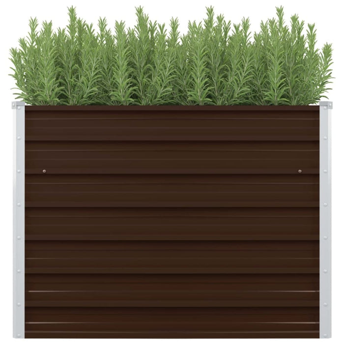 Raised Garden Bed Brown 100x100x77 Cm Galvanised Steel Apiox