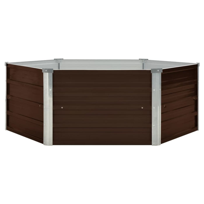 Raised Garden Bed Brown 129x129x46 Cm Galvanised Steel Apiob