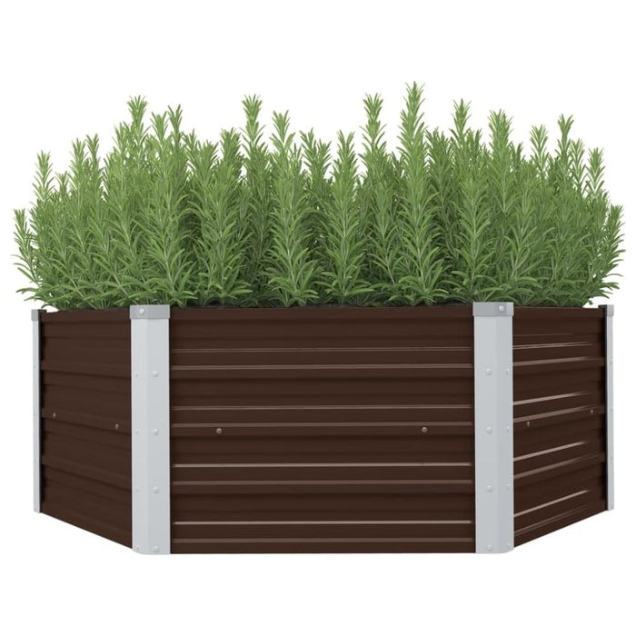 Raised Garden Bed Brown 129x129x46 Cm Galvanised Steel Apiob