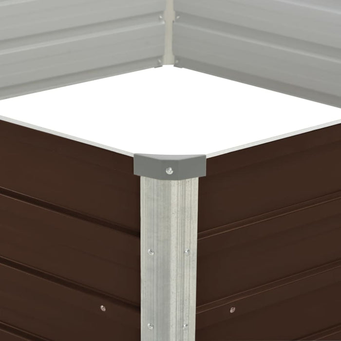 Raised Garden Bed Brown 129x129x46 Cm Galvanised Steel Apiob
