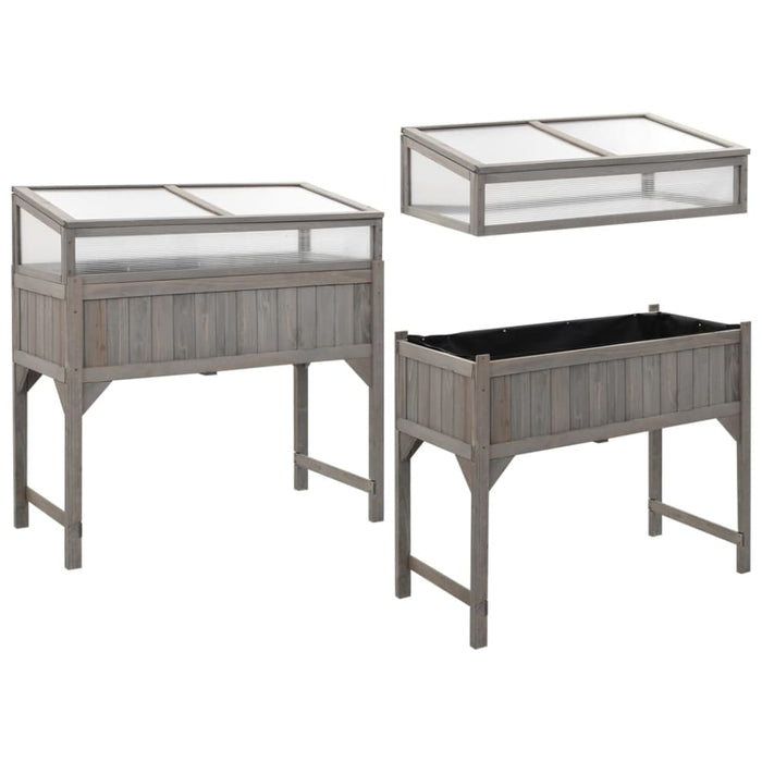 Raised Bed with Greenhouse 110x54x120 Cm Solid Fir Wood