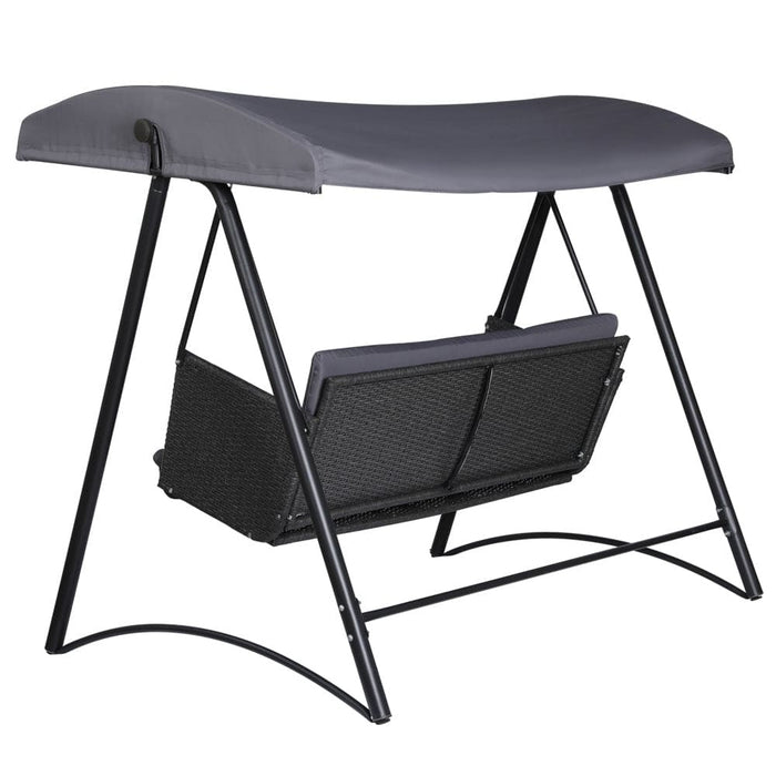 Rattan Swing Chair with Canopy Outdoor Garden Bench 3