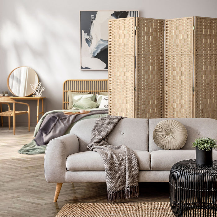 4 / 6 / 8 Panel Room Divider Privacy Screen Dividers Woven Wood Fold Stand