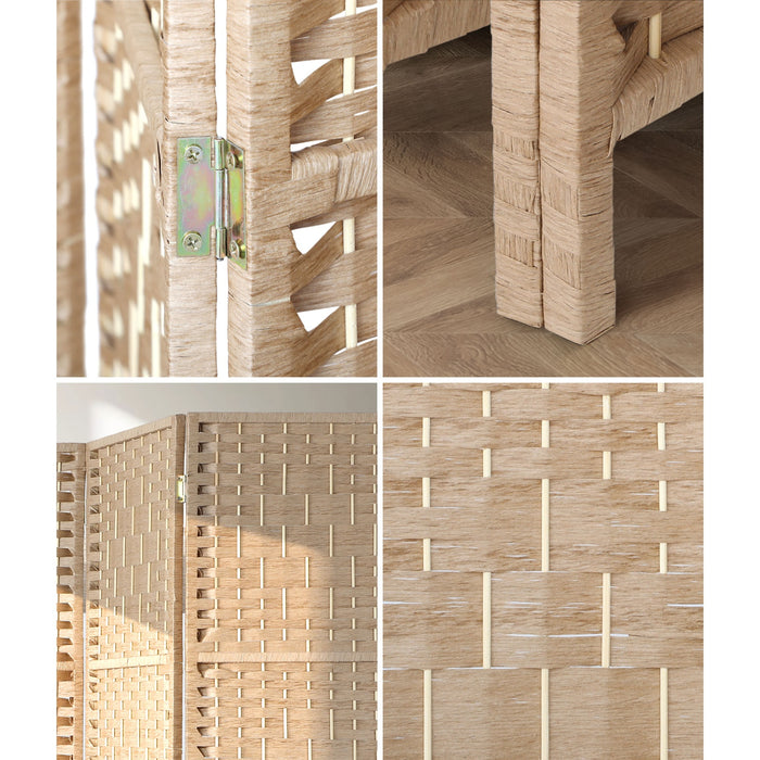 4 Panel Room Divider Privacy Screen Dividers Woven Wood Fold Stand