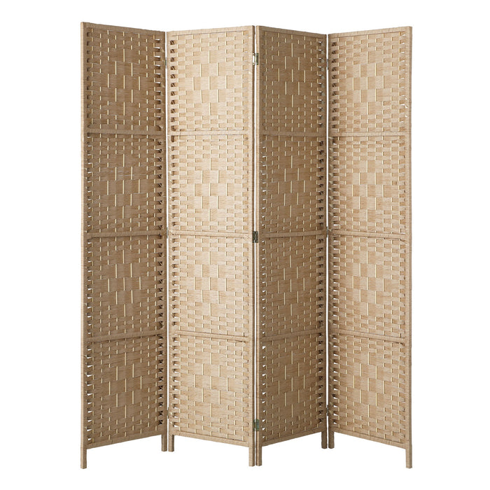 4 Panel Room Divider Privacy Screen Dividers Woven Wood Fold Stand