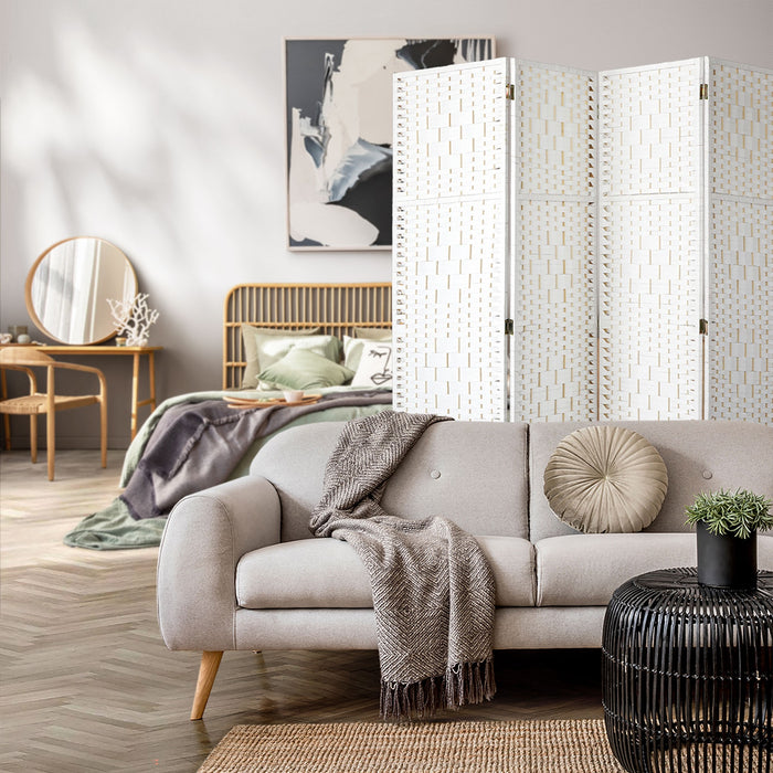 4 / 6 / 8 Panel Room Divider Privacy Screen Dividers Woven Wood Fold Stand