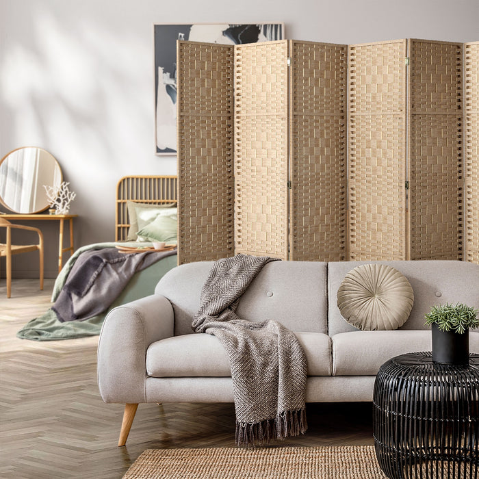 4 / 6 / 8 Panel Room Divider Privacy Screen Dividers Woven Wood Fold Stand