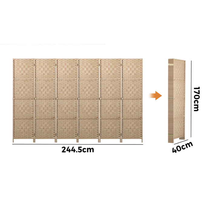 4 / 6 / 8 Panel Room Divider Privacy Screen Dividers Woven Wood Fold Stand