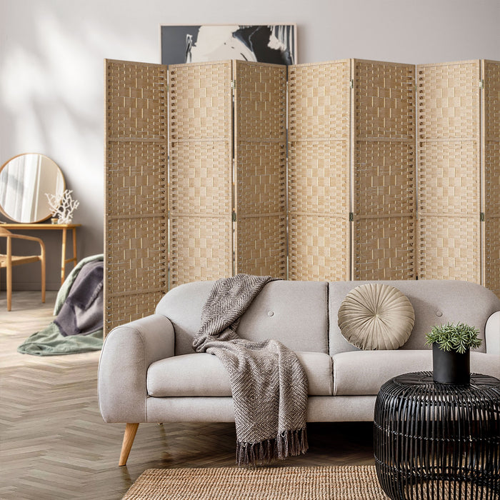 4 / 6 / 8 Panel Room Divider Privacy Screen Dividers Woven Wood Fold Stand