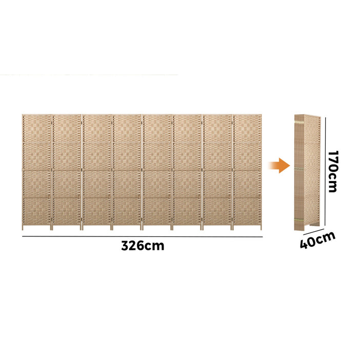 4 / 6 / 8 Panel Room Divider Privacy Screen Dividers Woven Wood Fold Stand