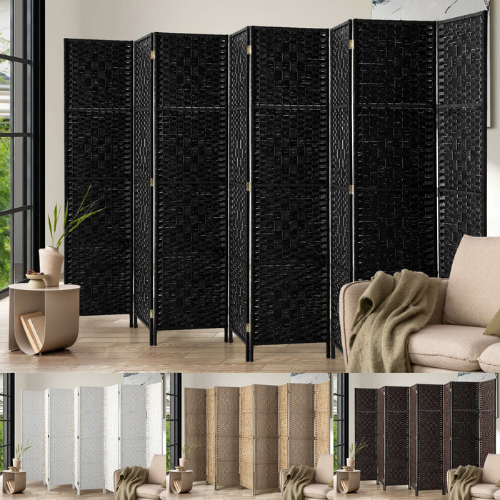 4 / 6 / 8 Panel Room Divider Privacy Screen Dividers Woven Wood Fold Stand