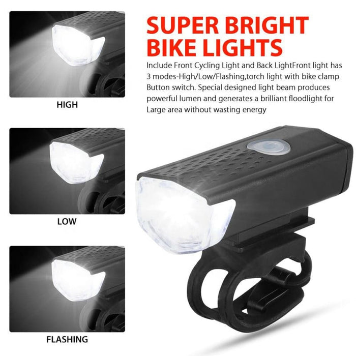 Usb Rechargeable Bike Light Set Front with Taillight Easy