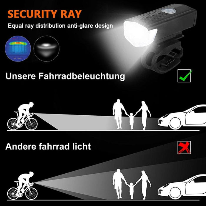 Usb Rechargeable Bike Light Set Front with Taillight Easy