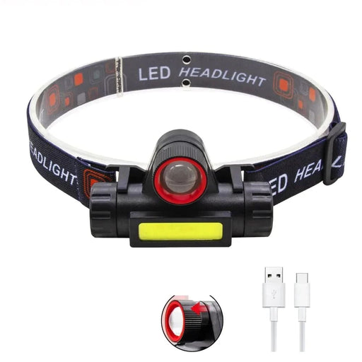 Rechargeable Fishing Headlamp Xpe Cob Work Light 2 Modes