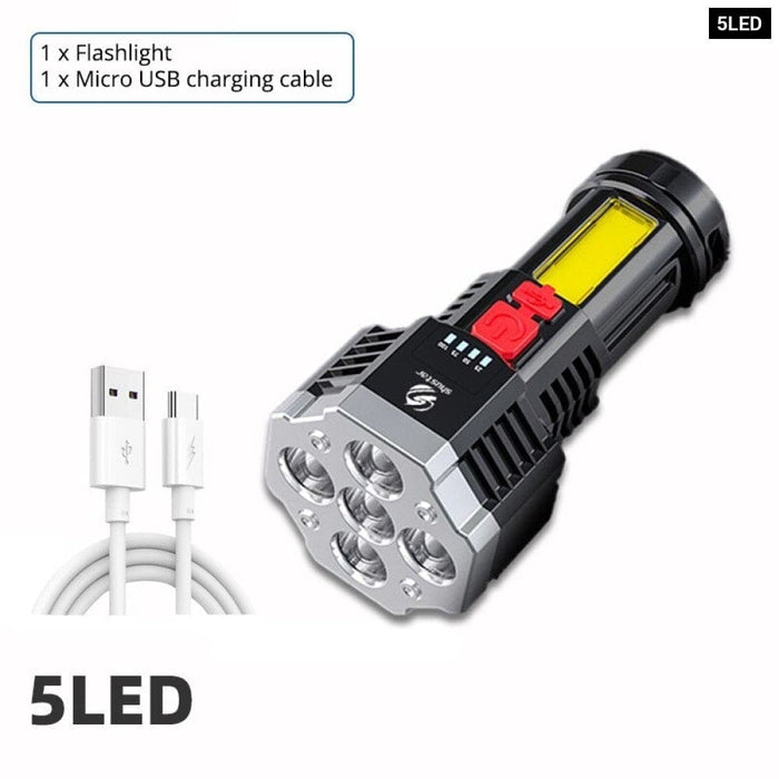Rechargeable Led Flashlights 7led Camping Torch With Cob
