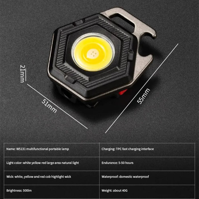 Rechargeable Mini Led Work Light with Cob Keychain Portable