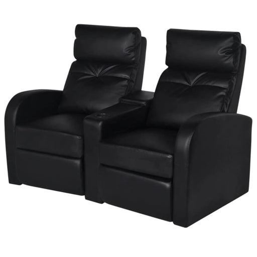 Recliner 2 Seat Artificial Leather Black Gl870