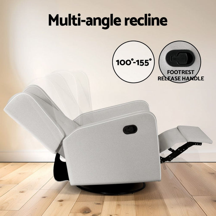 Recliner Armchair 360â° Swivel Grey Fabric