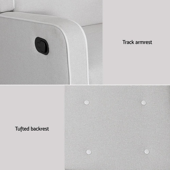 Recliner Armchair 360â° Swivel Grey Fabric