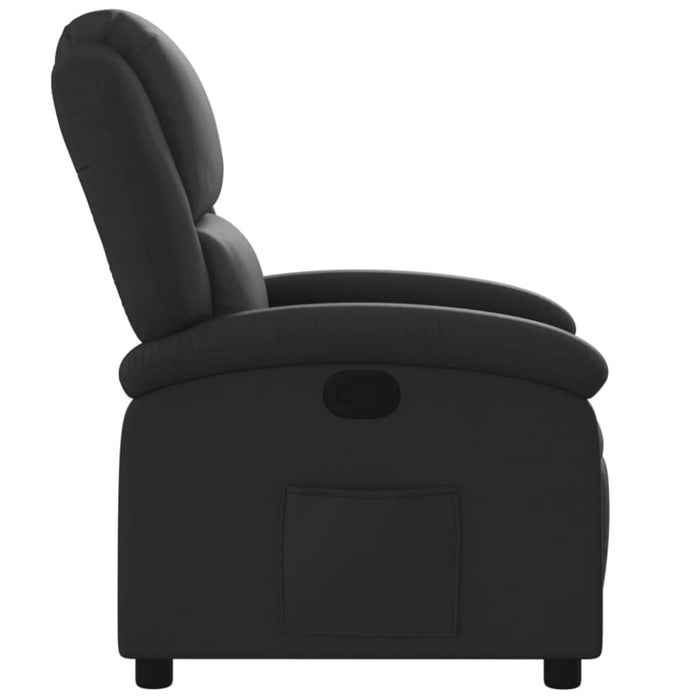 Recliner Chair Black Real Leather Tioink