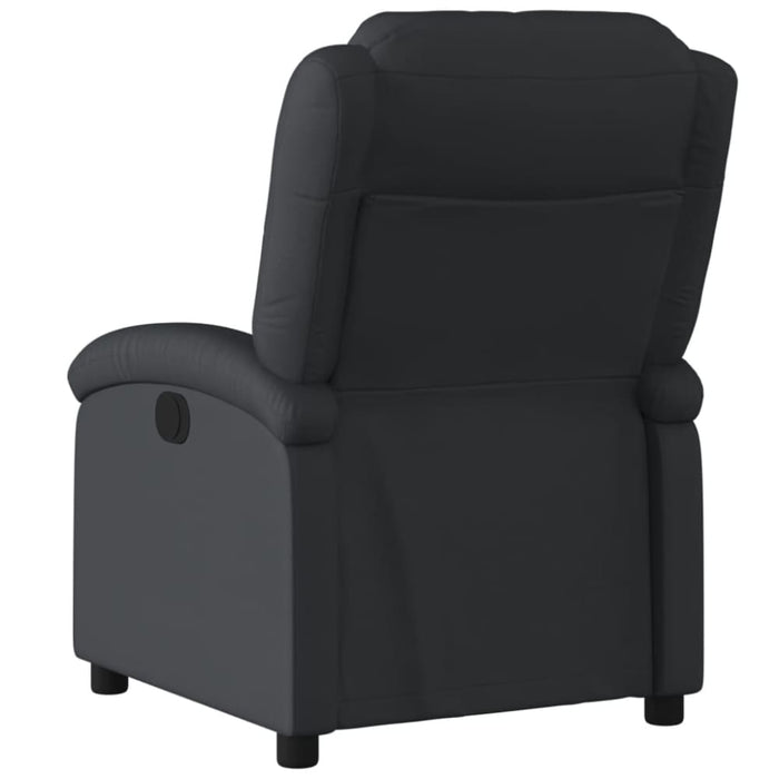 Recliner Chair Black Real Leather Tioink