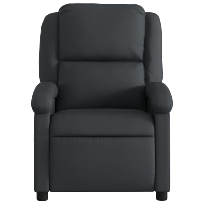 Recliner Chair Black Real Leather Tioink