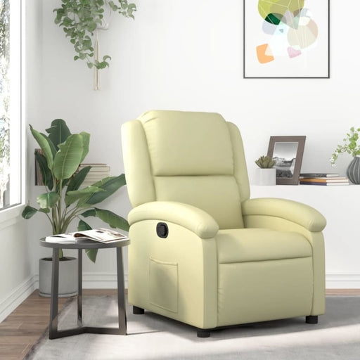 Recliner Chair Cream Real Leather Txbpalk