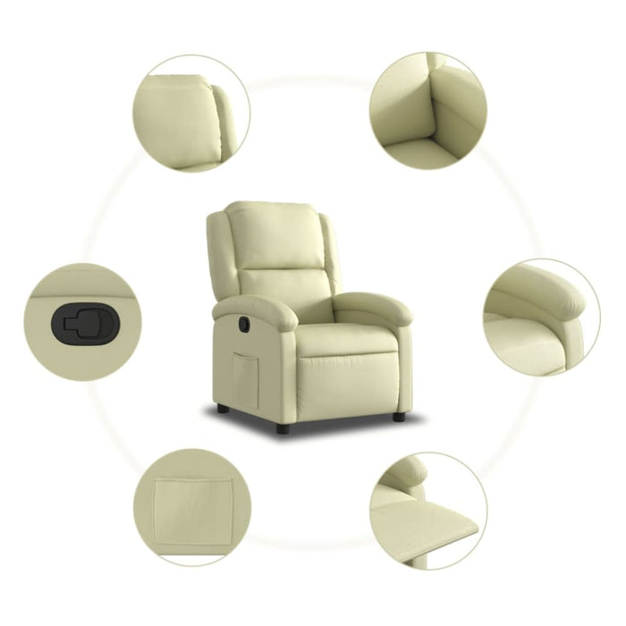 Recliner Chair Cream Real Leather Txbpalk