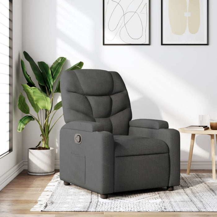 Recliner Chair Dark Grey Fabric Tixaax