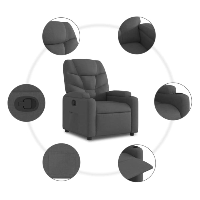 Recliner Chair Dark Grey Fabric Tixaax