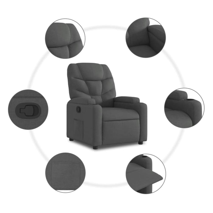 Recliner Chair Dark Grey Fabric Txbplbk
