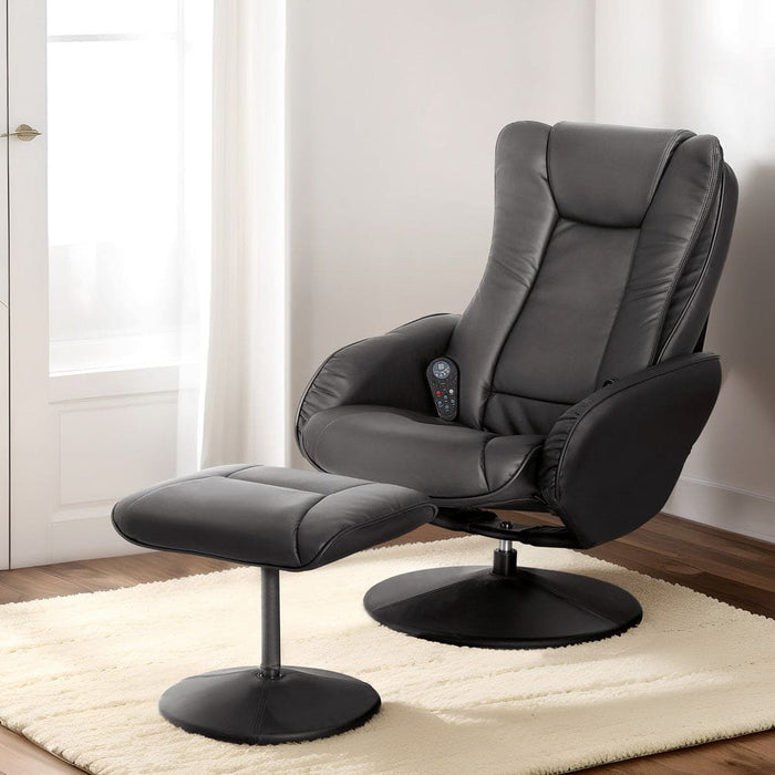 Recliner Chair Electric Heated Massage Chairs Faux Leather