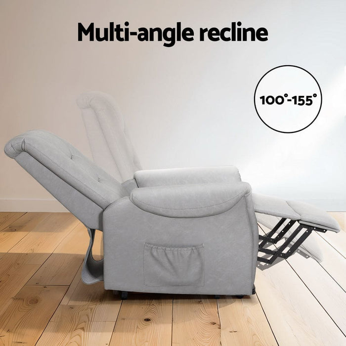 Recliner Chair Lift Assist Grey Leather