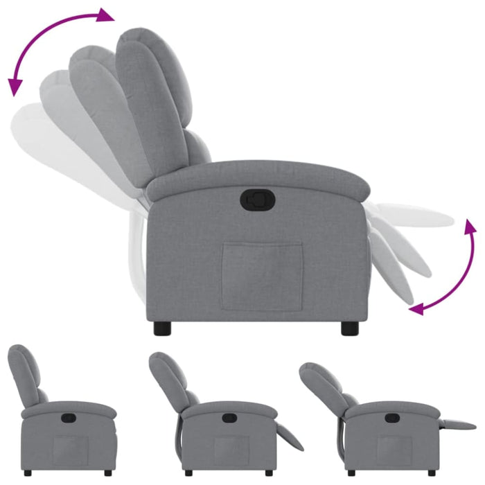 Recliner Chair Light Grey Fabric Tioipo